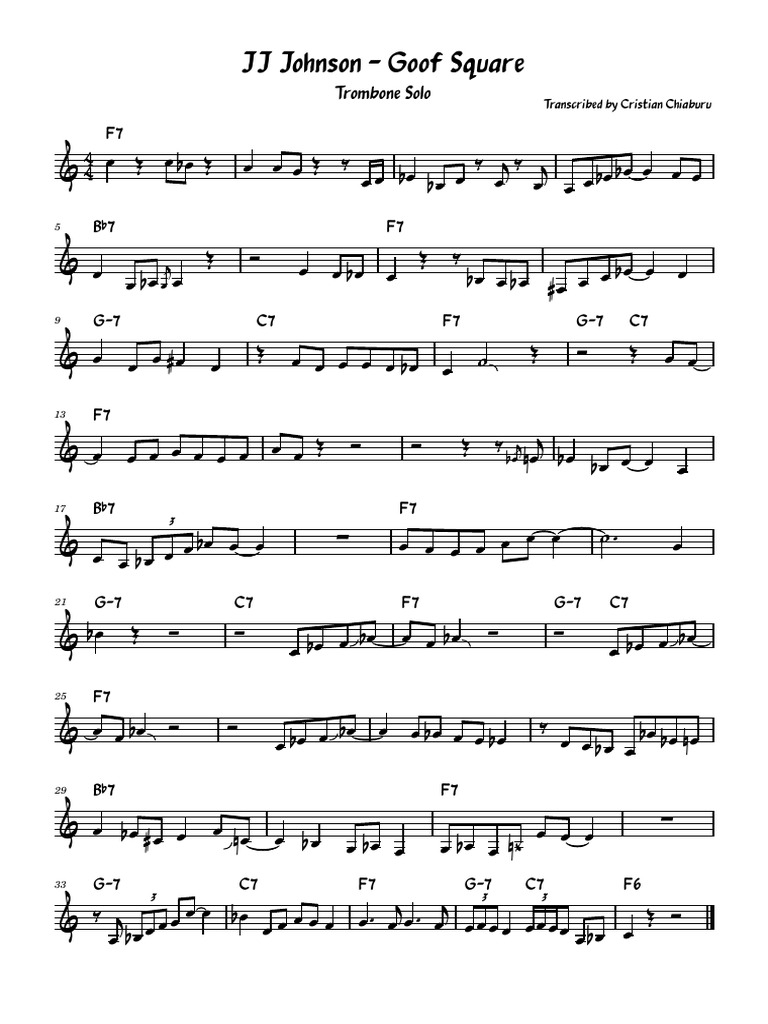 JJ Johnson - Goof Square (Trombone Solo) | PDF