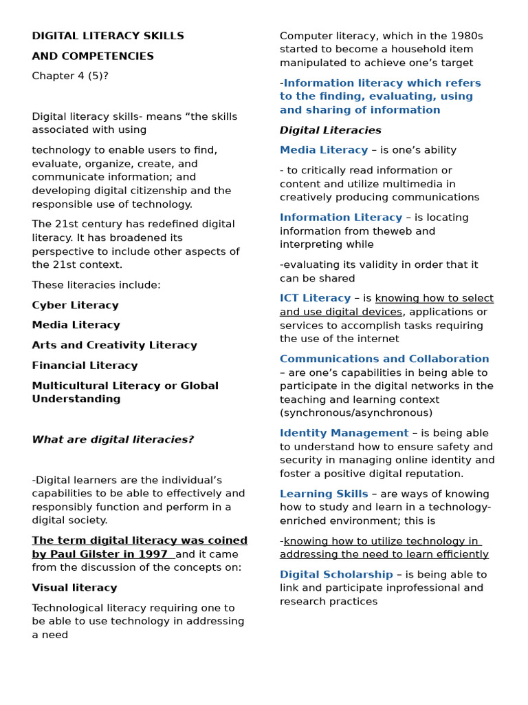 Essential Digital Literacy Skills Guide | PDF | Literacy | Human ...