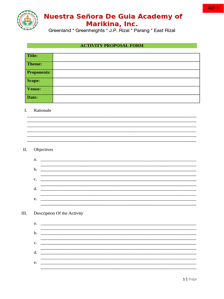 Activity Proposal for Parang Campus | PDF