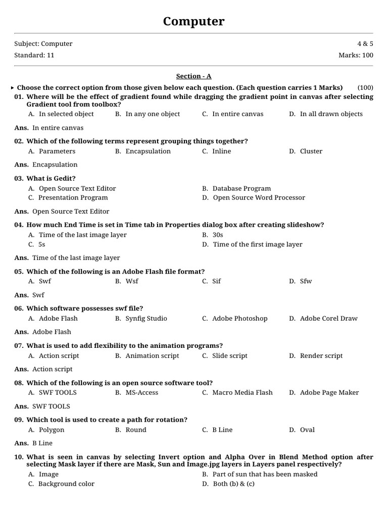 Computer Basics Quiz Questions | PDF | Adobe Flash | Computer Animation