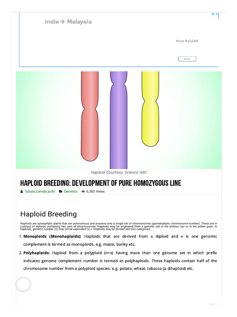 Haploid Breeding - Development of Pure Homozygous Line - Plantlet | PDF ...