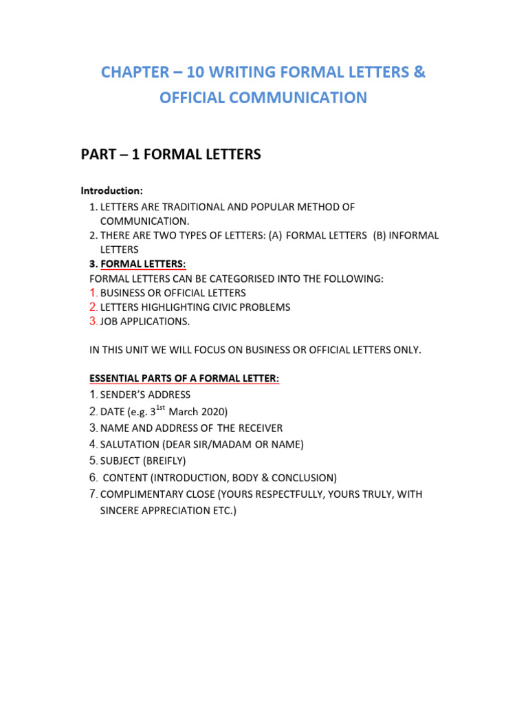 Formal Letters and Official Communication Guide | PDF