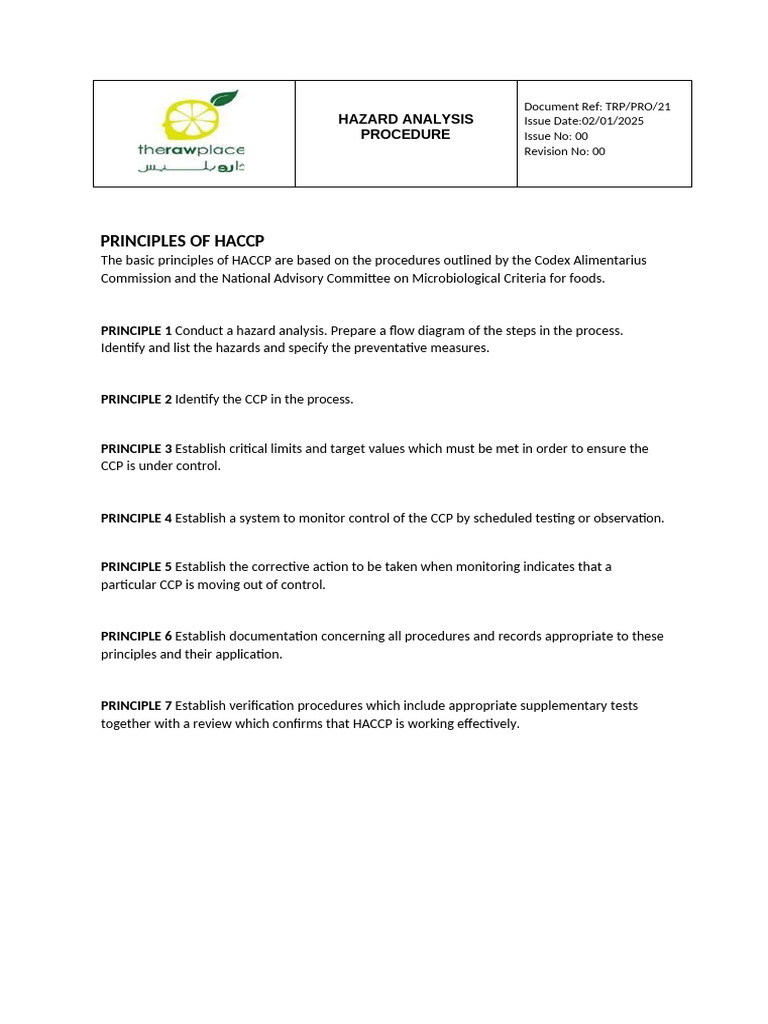 HACCP Hazard Analysis Procedure Guide | PDF | Hazard Analysis And ...