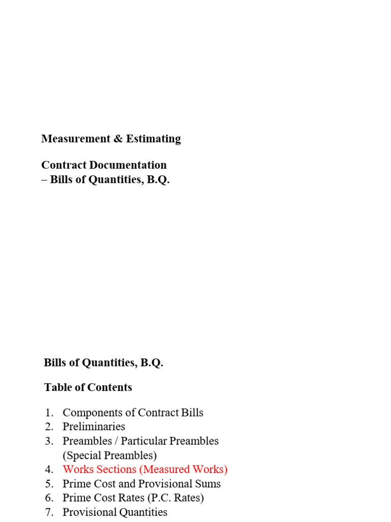 Understanding Bills of Quantities in Construction | PDF | Specification ...