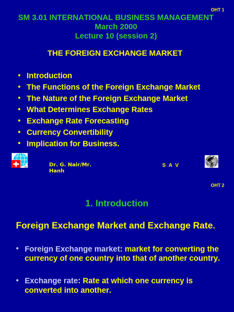 SM 3.01.3 Lecture-10a | PDF | Exchange Rate | Foreign Exchange Market