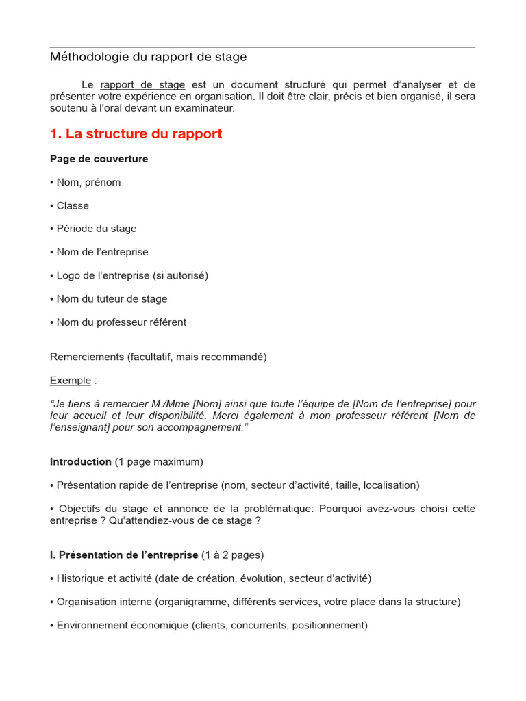 Guide de rédaction d'un rapport de stage | PDF | Business