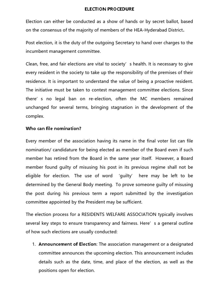 HEA Election Process and Nomination 2024 | PDF | Elections | Voting