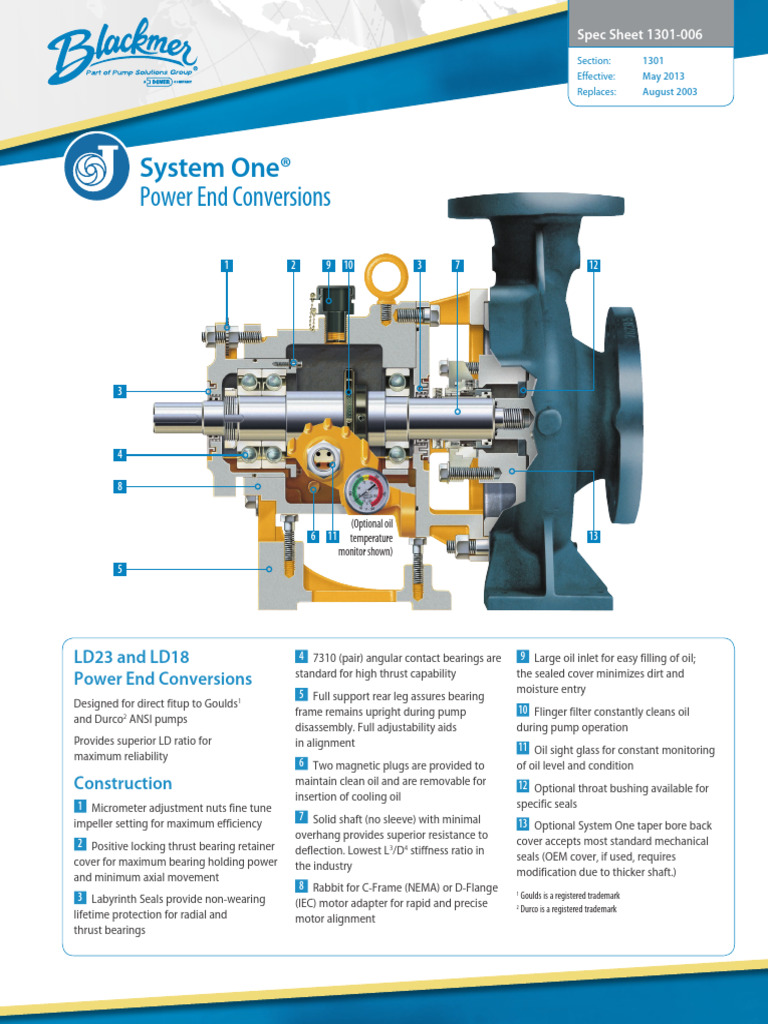 System One Power End Conversions Specs | PDF | Bearing (Mechanical) | Pump