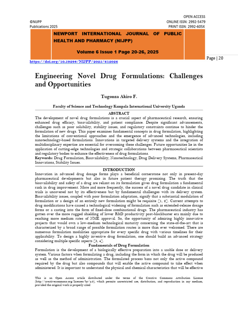 Engineering Novel Drug Formulations | PDF | Pharmaceutical Formulation ...