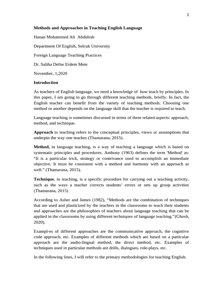 Ref - Paper 1 (Methods and Approaches in Teaching English Language ...