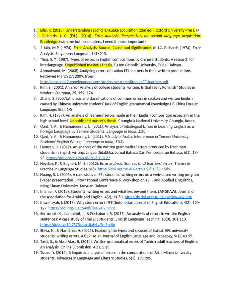 Error Analysis in Second Language Learning | PDF | Second Language ...