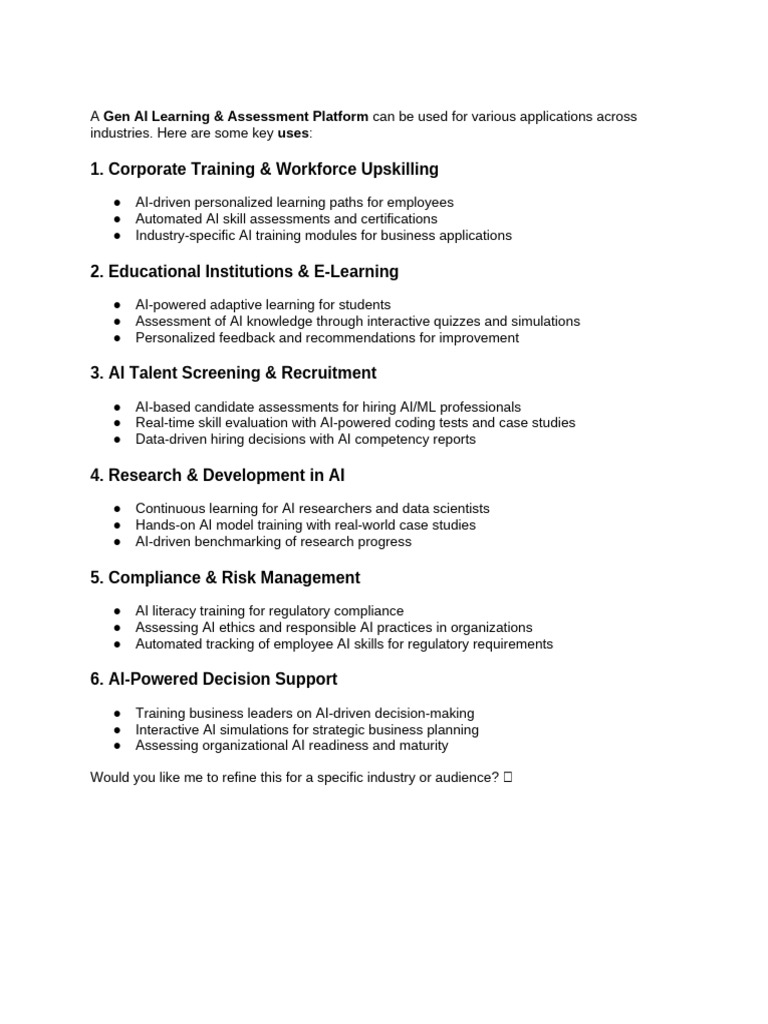 Gen AI Learning & Assessment Platform | PDF