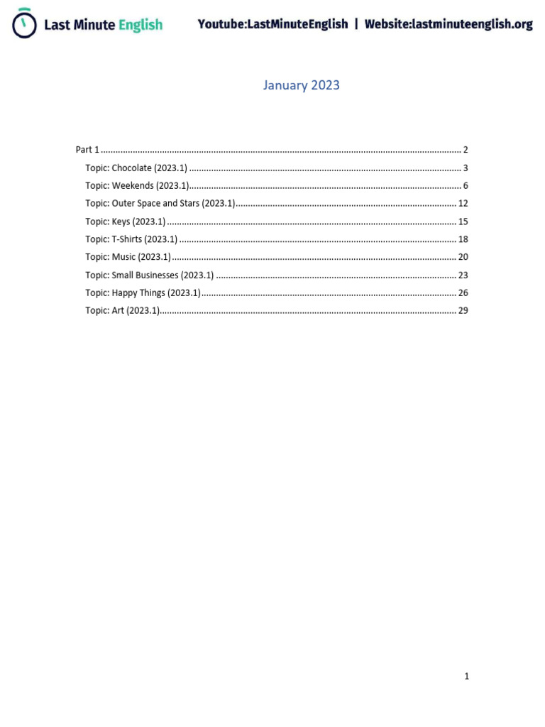 Last+Minute+English+ +IELTS+Speaking+Answers+ +January+2023 | PDF | T ...