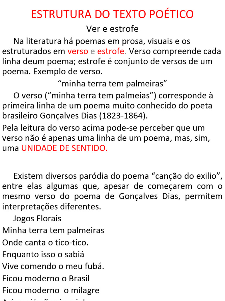 Estrutura Do Texto Poetico | PDF | Métrica (poesia) | Sílaba