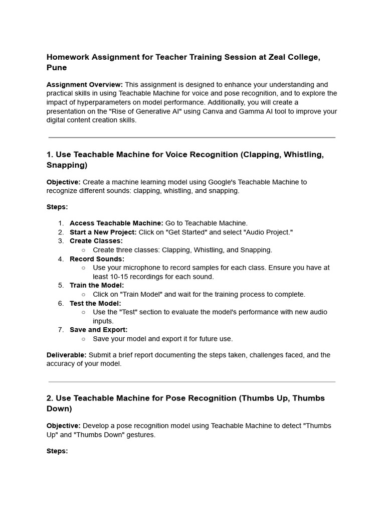 Homework Assignment For Teacher Training Session at Zeal College, Pune ...