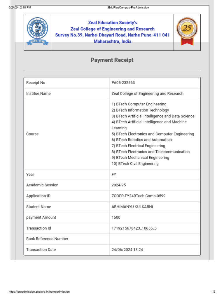 Abhimanyu Recipt | PDF | Engineering | Receipt
