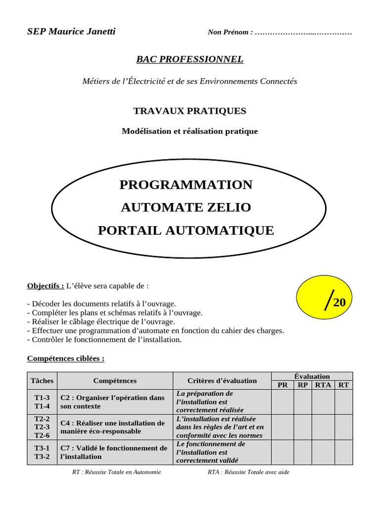 Câblage et Programmation Portail Automatique | PDF | Électrotechnique