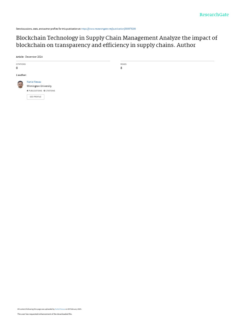 Blockchain's Impact on Supply Chain Efficiency | PDF | Internet Of ...
