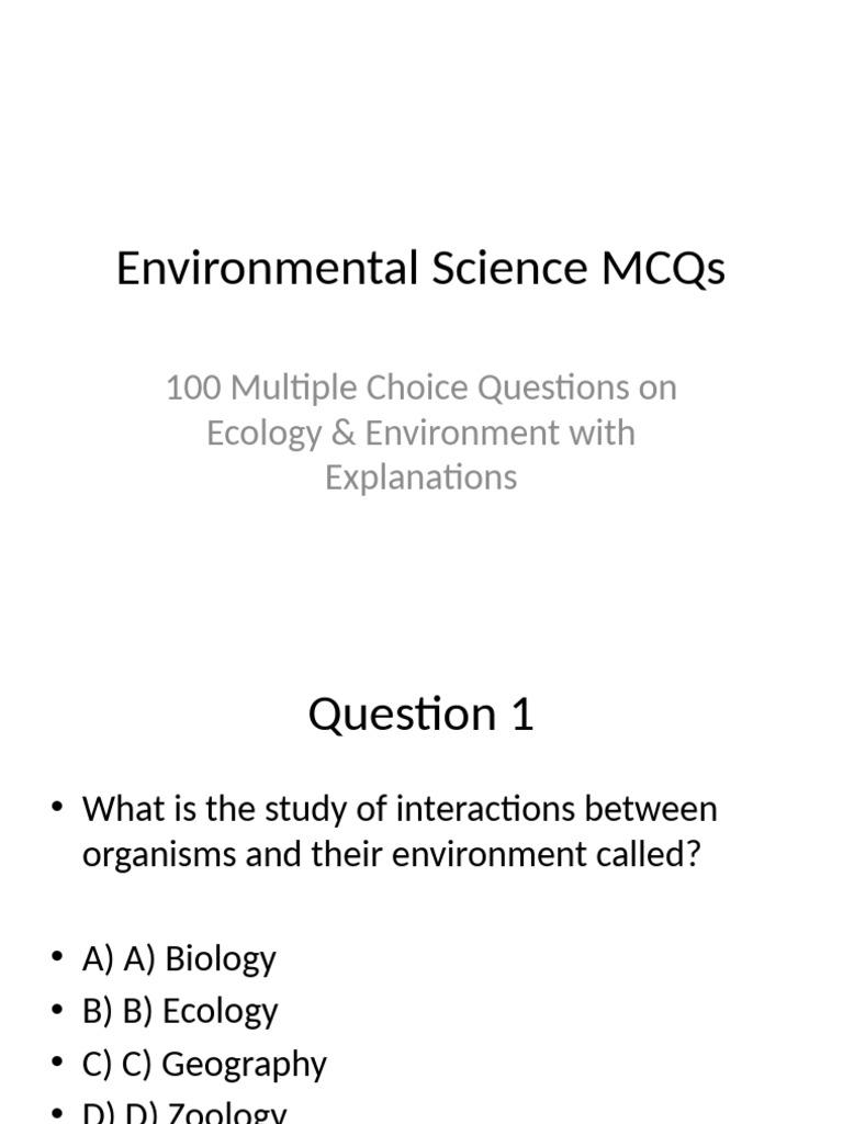 Ecology & Environment MCQs Guide | PDF | Climate Change ...
