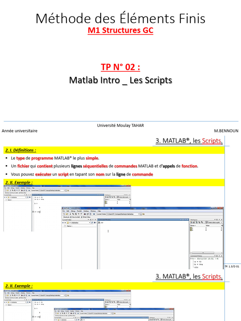 1.3 - Introduction Matlab - Les Scripts Les Inputs - TP N°03 | PDF ...