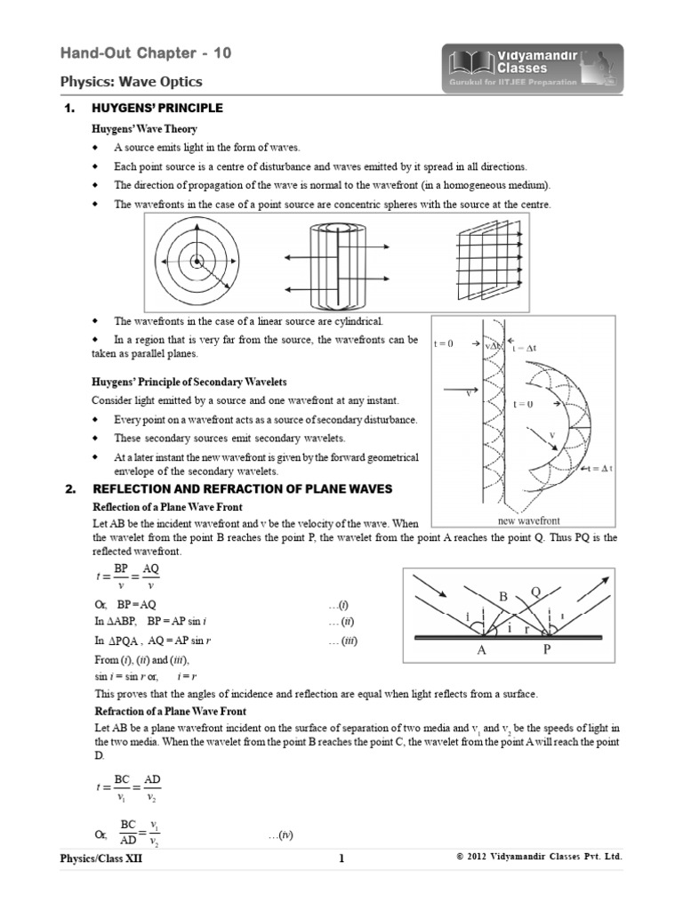 Wave Optics: Reflection, Refraction, and Interference | PDF | Angular ...