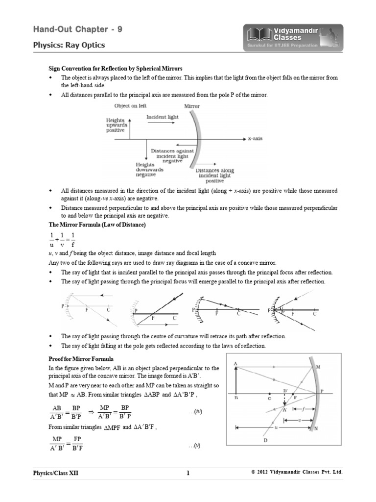 Ray Optics: Reflection & Refraction Concepts | PDF | Rainbow | Refraction