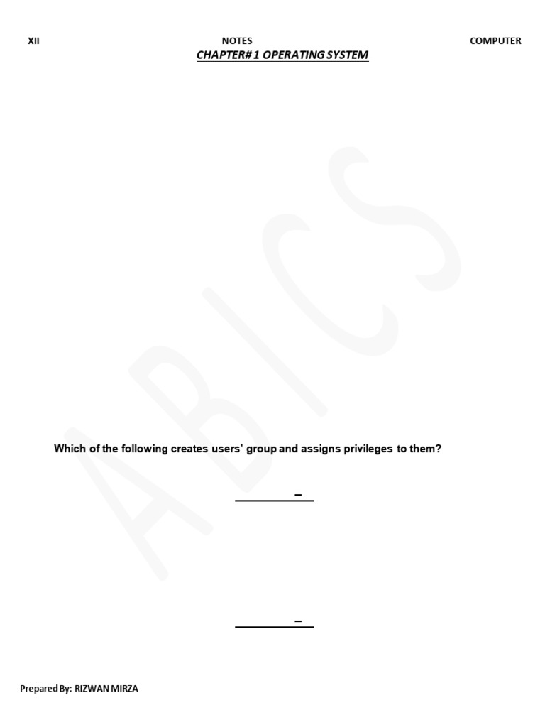Computer Final Chap Wise Phases Xii | PDF | Operating System | Process ...