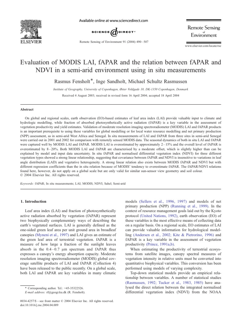 Evaluacion de Modis Lai Fapar | PDF | Infrared | Remote Sensing