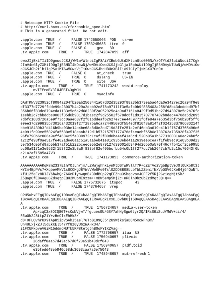 Netscape HTTP Cookie File Format | PDF