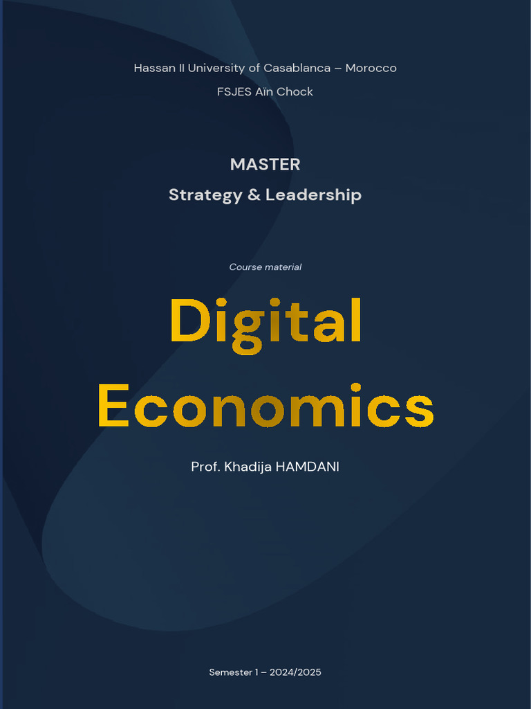 Digital Economics Course Overview 2024 | PDF | Sharing Economy | Market ...