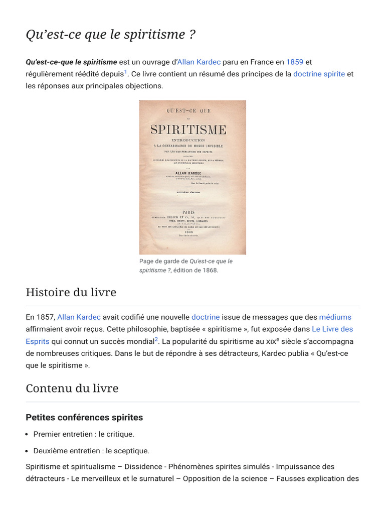 Qu'estce que le spiritisme ? PDF Doctrines et croyances religieuses — free download