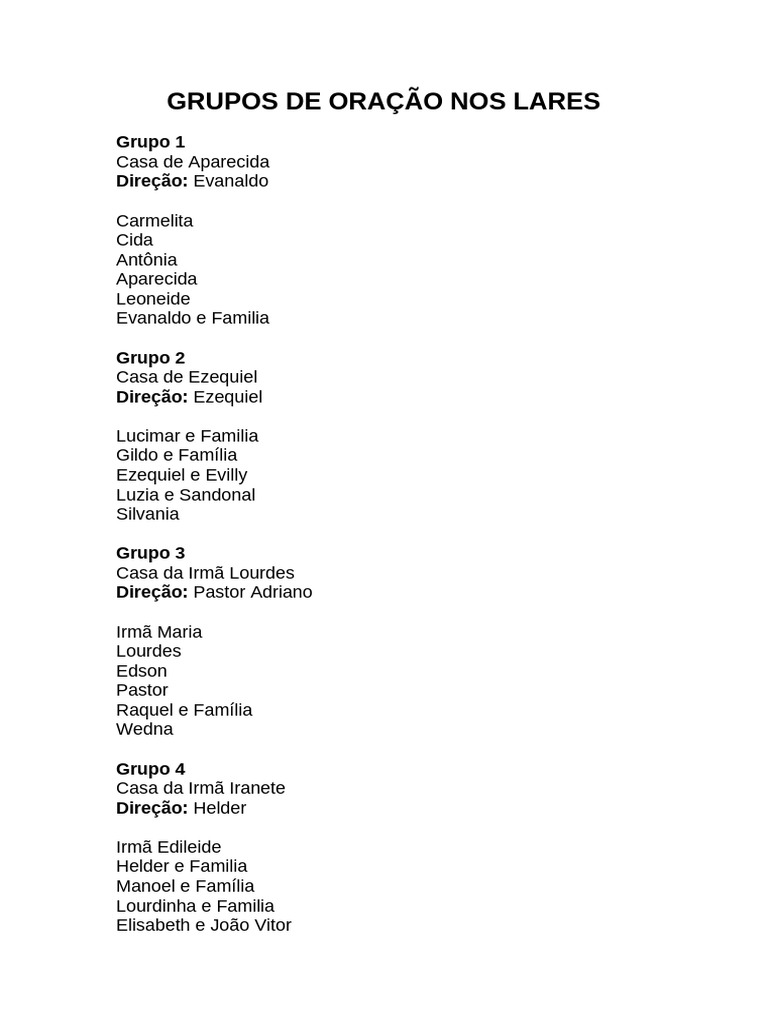 Grupos de Oração em Lares Familiares | PDF