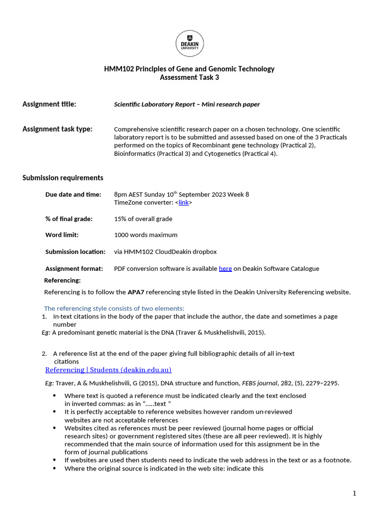 HMM102 T2 AT3 Scientific Lab Report Guidelines | PDF | Academic ...
