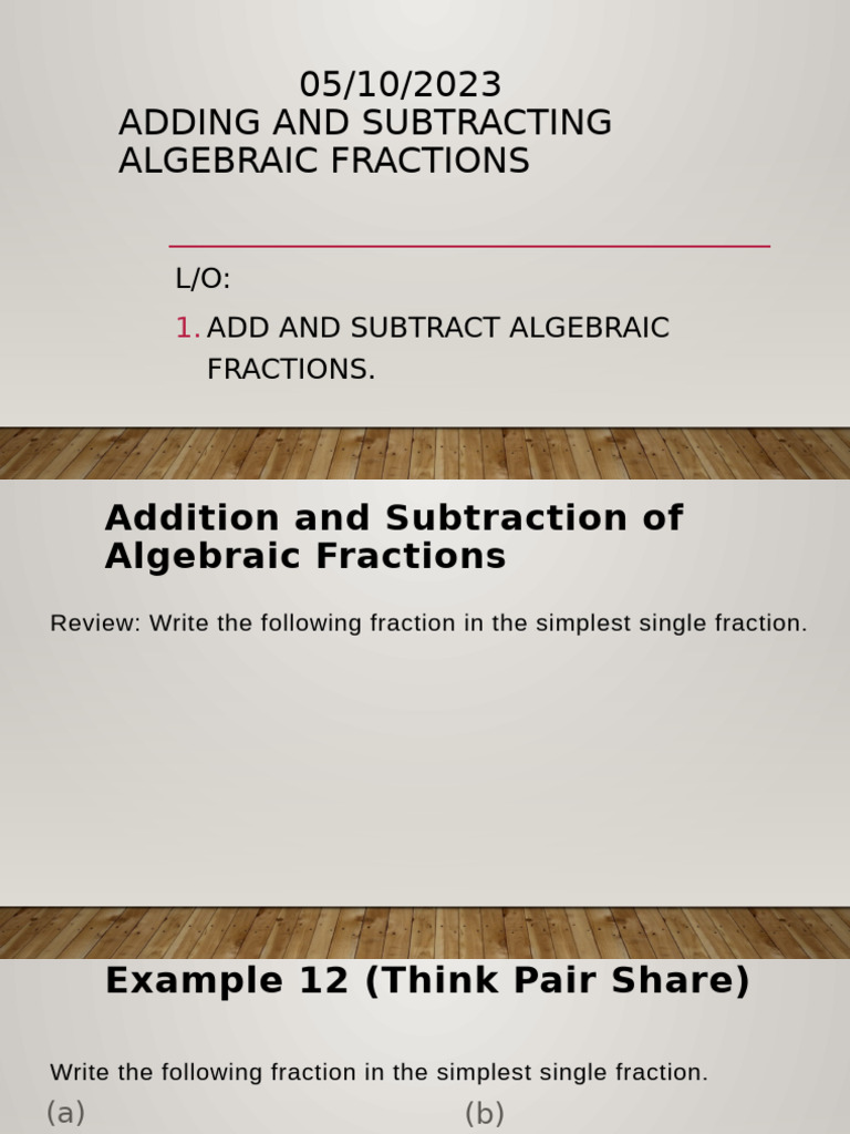 Adding and Subtracting Algebraic Fractions | PDF