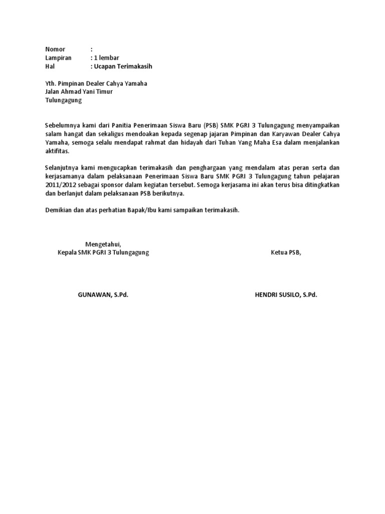 Contoh Ucapan Terima Kasih Atas Pemberian Hadiah Berbagai Contoh