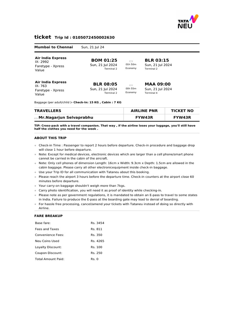 BOM_MAA_20240711180903 | PDF | Baggage | Aviation