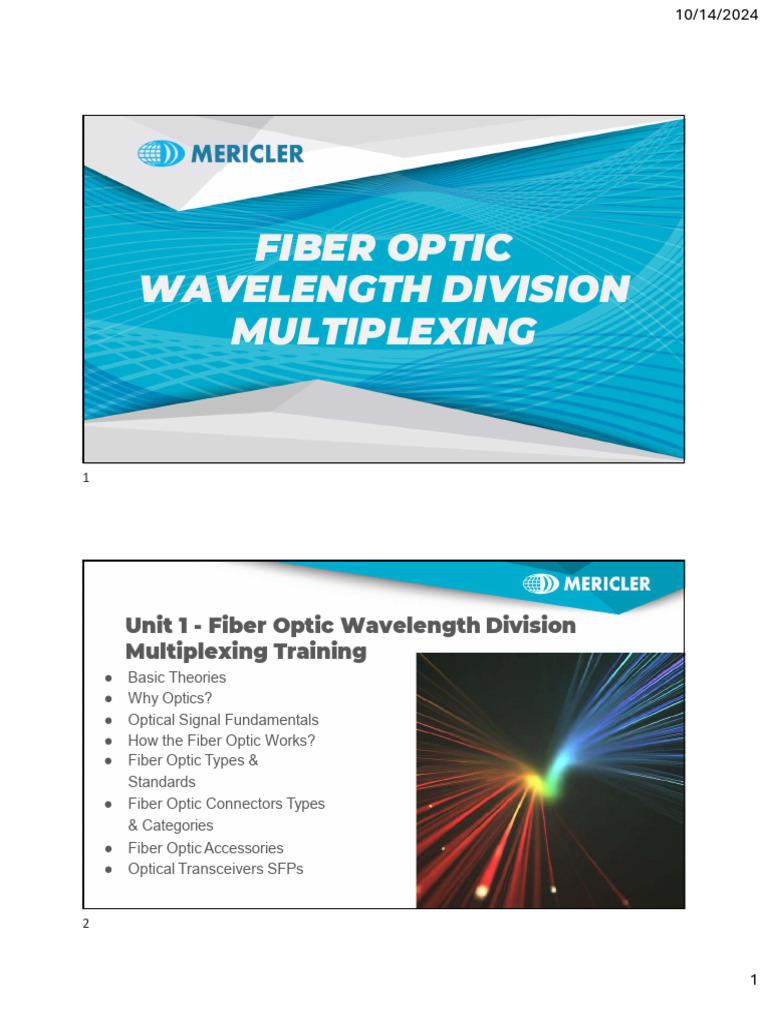Fiber Optic Wavelength Division Training | PDF | Wavelength Division ...