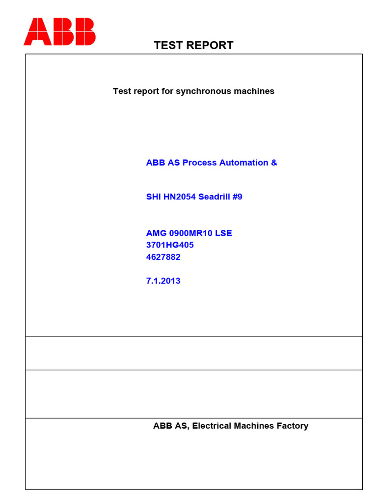 Synchronous Machine Test Report | PDF