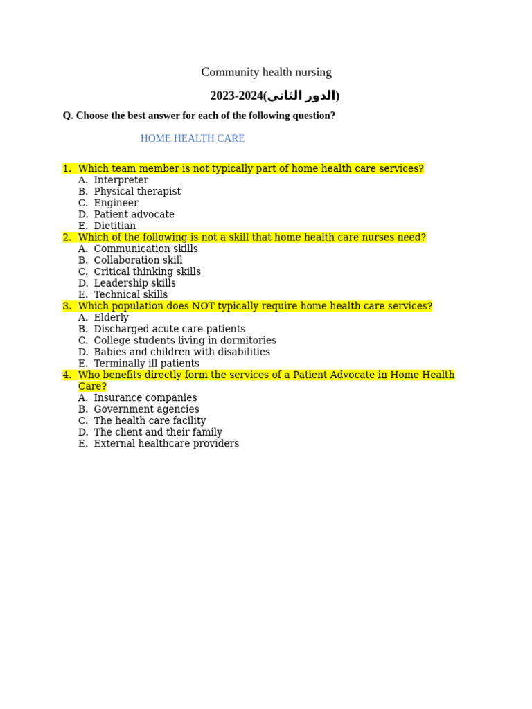 Home Health Care Nursing Essentials | PDF