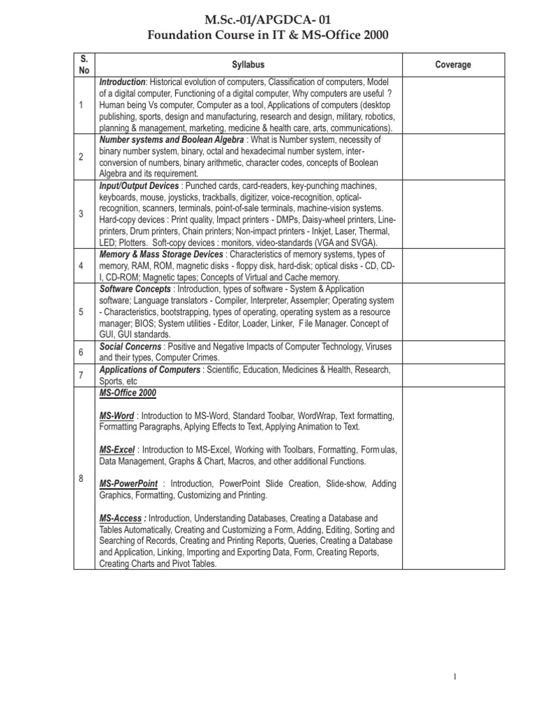 APGDCA Course Overview in IT | PDF | Pl/Sql | Computer Network