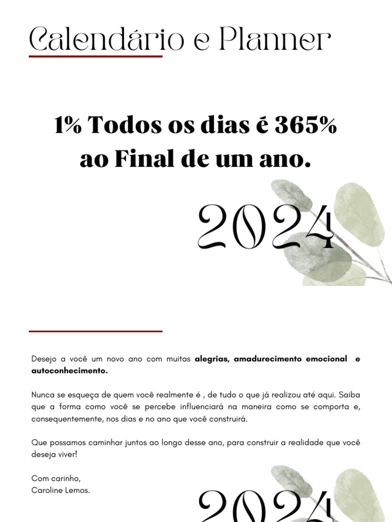 Planejamento Pessoal e Profissional 2024 | PDF