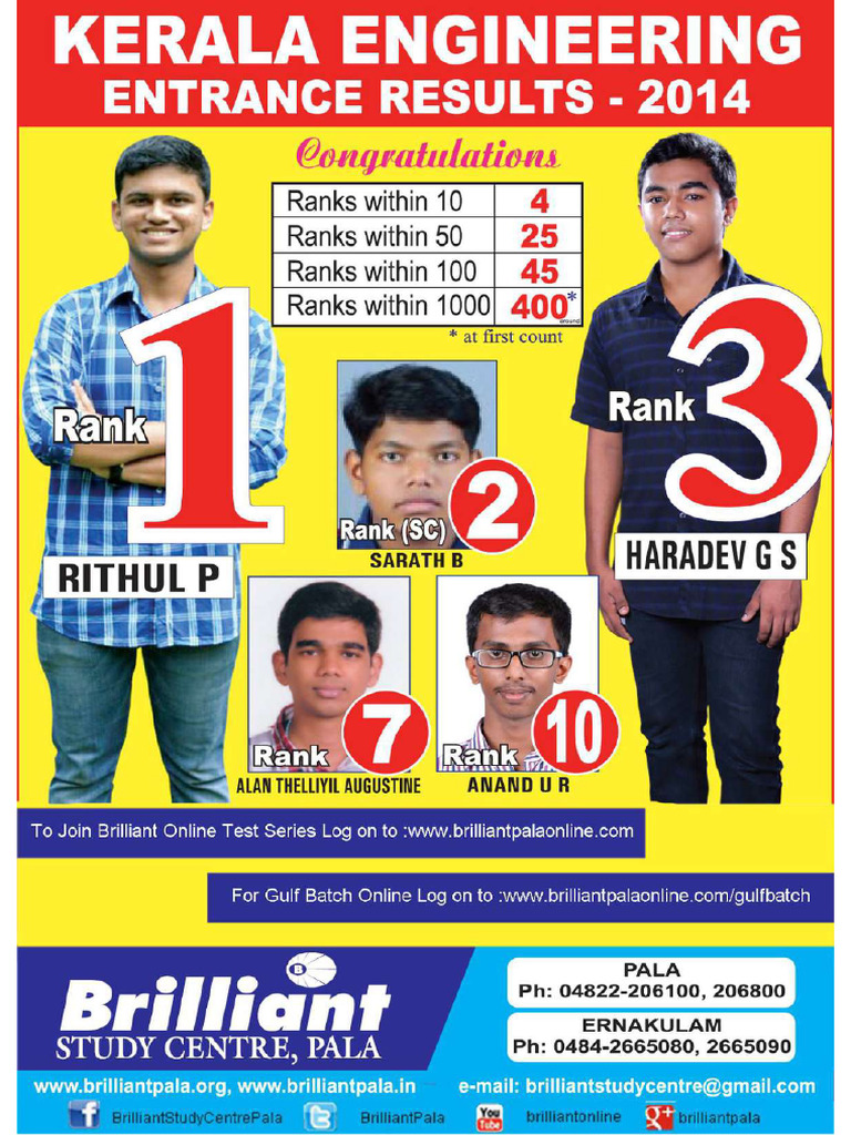 Kerala Engg Entrance 2014 | PDF