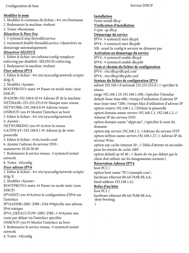 Configuration réseau et services Linux | PDF | I Pv6 | Système de noms ...