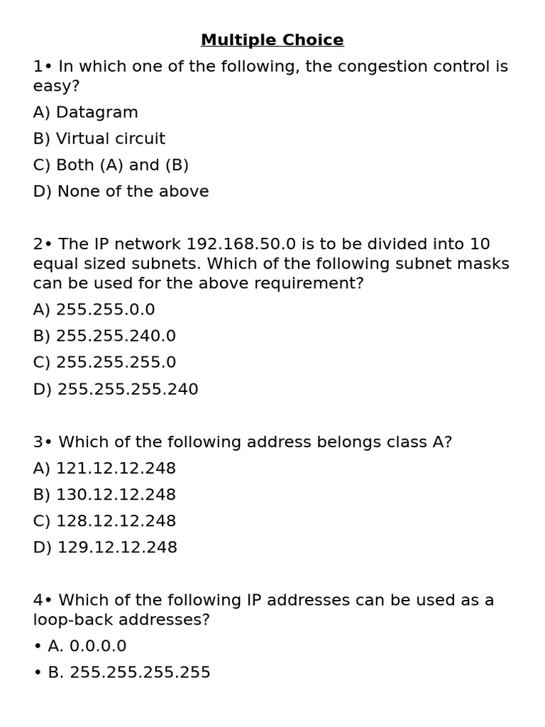 Networking Concepts and Protocols Quiz | PDF | Internet Protocols | Ip ...
