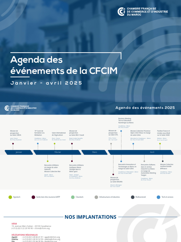 Agenda CFCIM Janv-Avril 2025 | PDF | Maroc | Casablanca