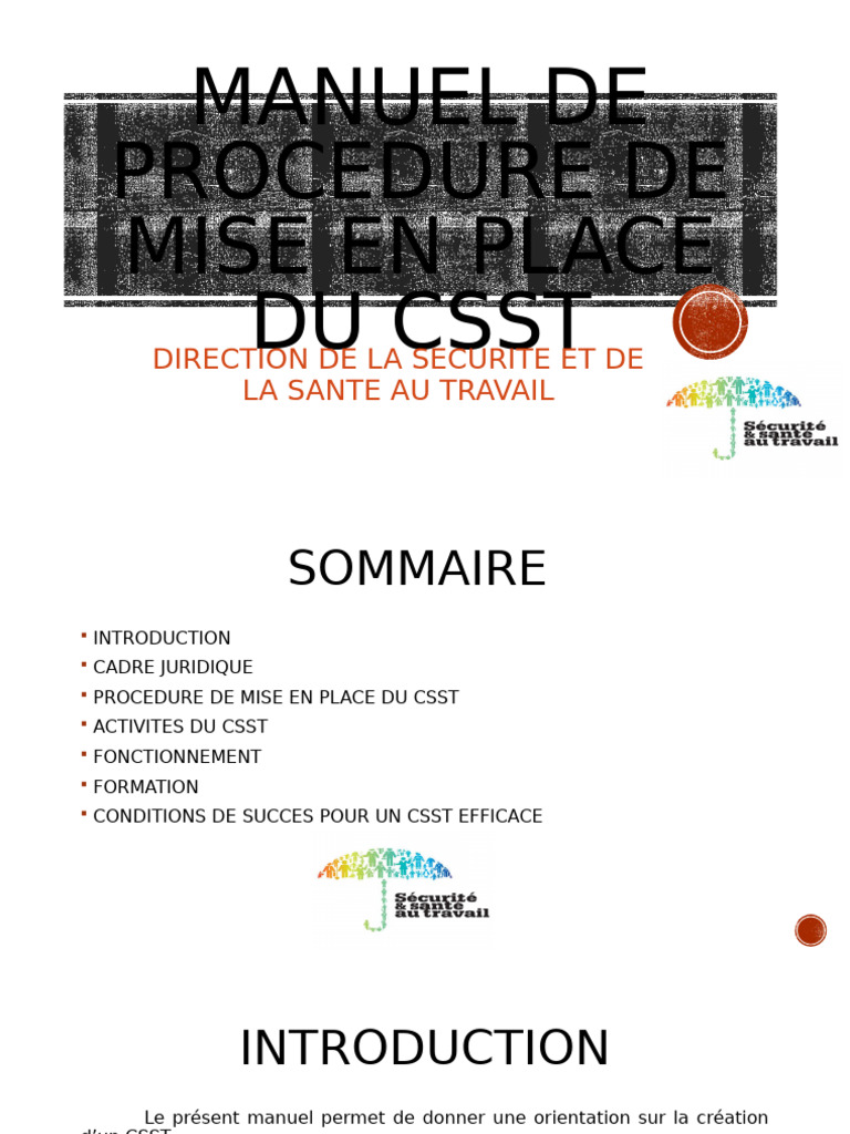 Mise en place du CSST en entreprise | PDF | Business | Sécurité