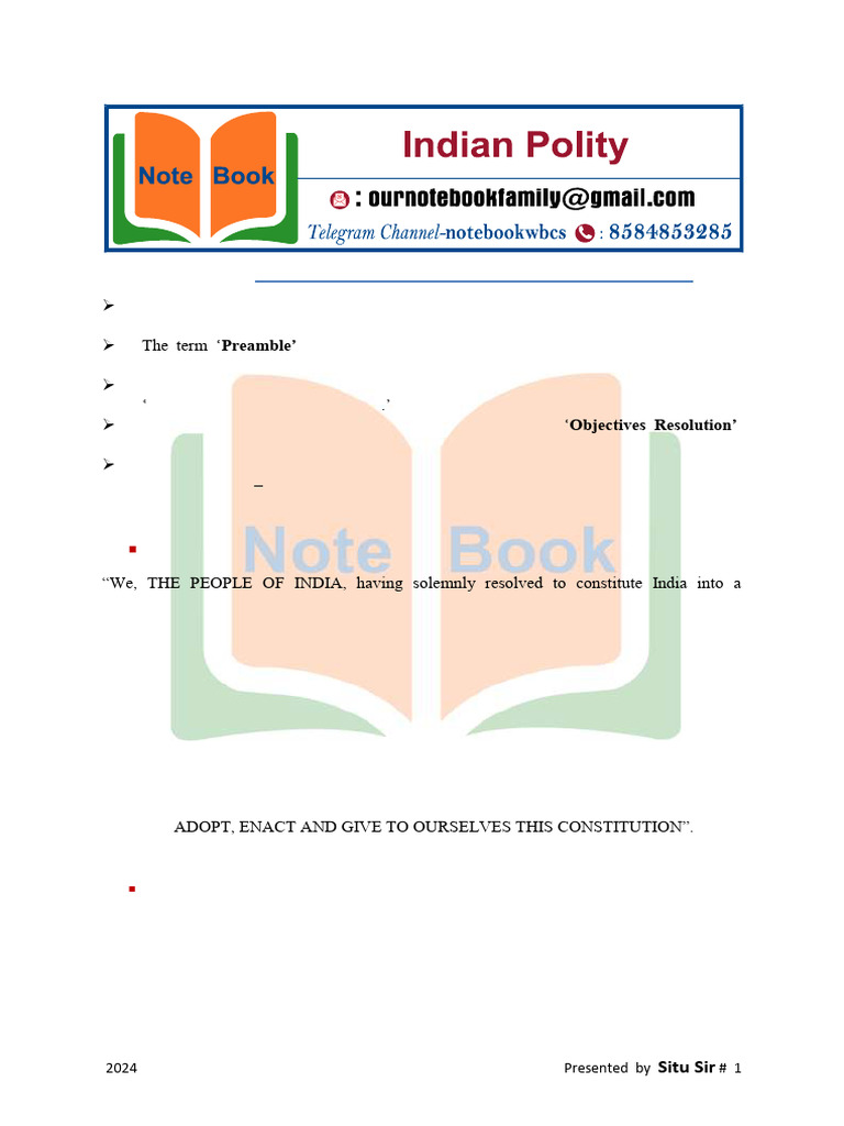 Preamble of The Indian Constitution | PDF | Legal Documents | Political ...