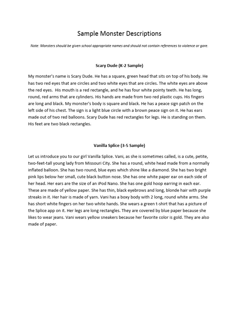 Sample Monster Descriptions | PDF