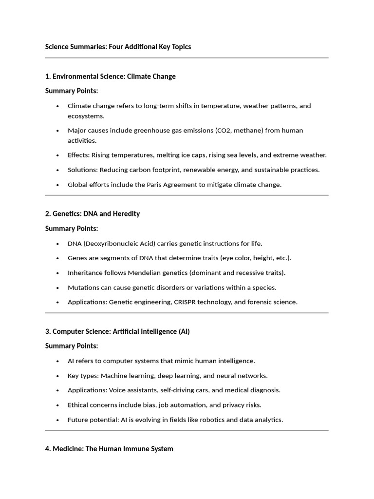 Science Summaries 2 | PDF