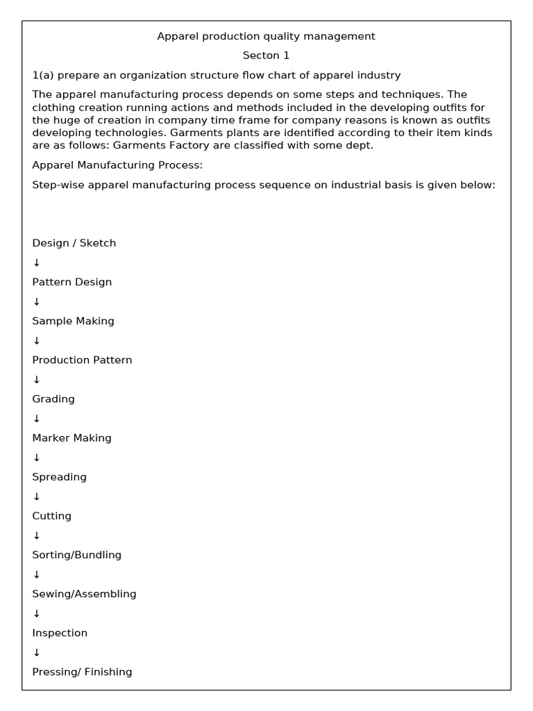 Apparel Production Quality Management Guide | PDF | Sewing Machine ...